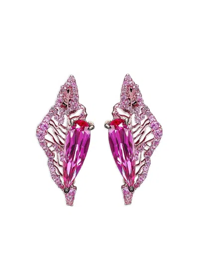 ANABELA CHAN 14K WHITE GOLD AND RHODIUM VERMEIL HALIA SAPPHIRE EARRINGS
