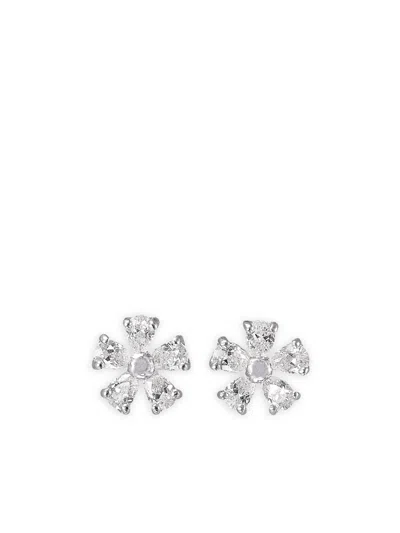 Anabela Chan 14k White Gold And Rhodium Vermeil Mini Marguerite Diamond Earrings
