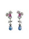 Anabela Chan 14k White Gold And Rhodium Vermeil Orchid Multi-stone Earrings In Silver