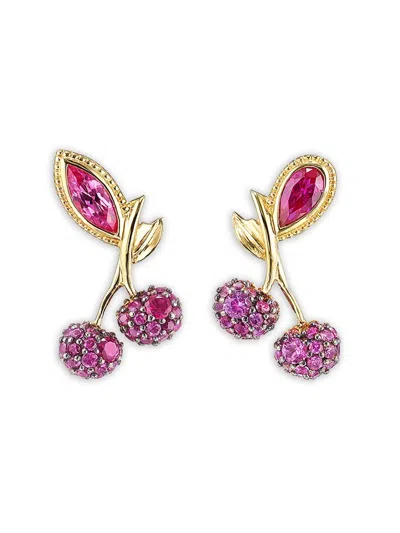 Anabela Chan 14k Yellow Gold And And 18k Gold Vermeil Cherry Multi-stone Earrings