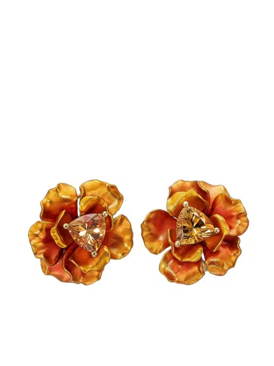 Anabela Chan 14kt Yellow Gold Magma Rose Stud Earrings