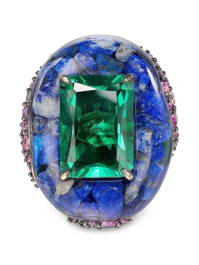 Anabela Chan Pebble Lapis-lazuli And Saphire Ring In 골드 톤