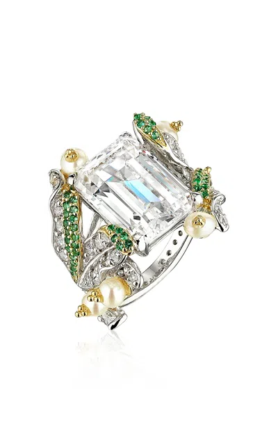 Anabela Chan 18k Gold And Rhodium Vermeil Diamond Lily Ring In White