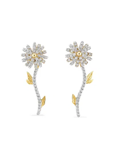 Anabela Chan 18k Gold Daisy Diamond Earrings In Silver