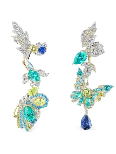 Anabela Chan 18k Gold Vermeil Paraiba Garden Butterfly Multi-stone Earrings In Metallic