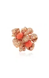 Anabela Chan 18k Rose Gold Vermeil Coral Blossom Ring In Orange