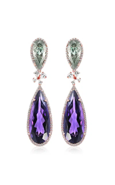 Anabela Chan 18k Rose Gold Vermeil Quartz Amethyst Papillon Earrings In Purple