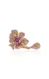 Anabela Chan 18kt Rose Gold Vermeil Tourmaline Peony Emerald And Diamond Ring In Orange