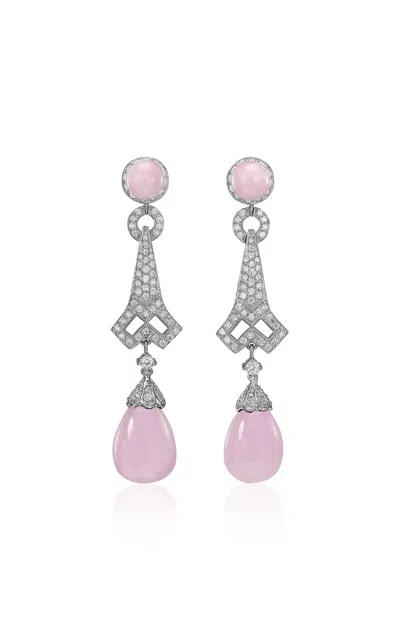 Anabela Chan 18k White Gold And Rhodium Vermeil Lavender Lattice Earrings In Purple