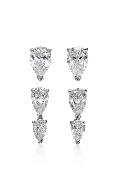 Anabela Chan 18k White Gold And Rhodium Vermeil Mini Diamond Nova Drop Earrings