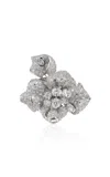 Anabela Chan 18k White Gold And Rhodium Vermeil Mini White Diamond Bloomingdale Ring In White