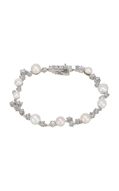 Anabela Chan 18k White Gold And Rhodium Vermeil Petite Constellation Pearl Bracelet