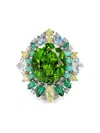 Anabela Chan 18k White Gold And Rhodium Vermeil Poseidon Multi-stone Ring In Green
