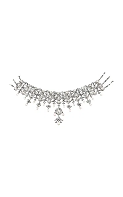 Anabela Chan 18k White Gold And Rhodium Vermeil Satine Noir Choker In Black