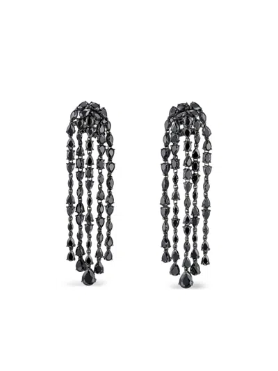 Anabela Chan 18k White Gold Cascade Diamond Earrings In Black