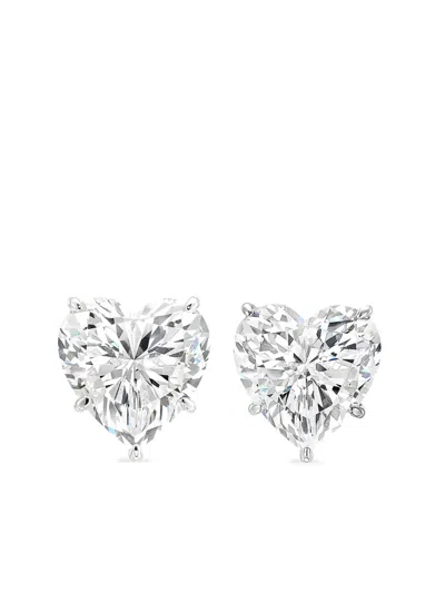 ANABELA CHAN 14K WHITE GOLD AND RHODIUM VERMEIL HEART DIAMOND EARRINGS