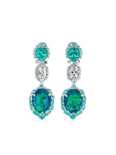 Anabela Chan 18k White Gold Ocean Multi-stone Earrings In Blue