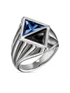 Anabela Chan 18k White Gold Signet Sapphire Diamond Ring In Silver