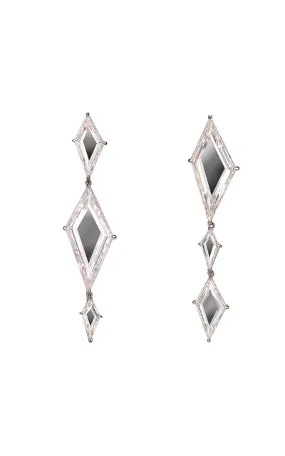 Anabela Chan 18k White Gold Vermeil Trinity's Shatter Earrings In Metallic