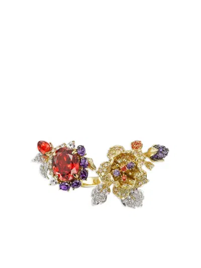 Anabela Chan 18k Yellow Gold And Rhodium Vermeil Imperial Delphinium Multi-stone Ring