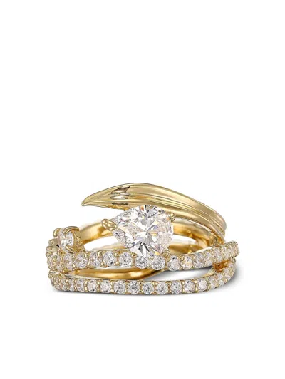 ANABELA CHAN 18K YELLOW GOLD VERMEIL BLADES OF GRASS DIAMOND RING