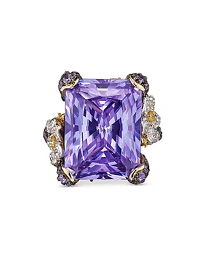 Anabela Chan 18k Yellow Gold Plated Sterling Silver English Garden Simulated Amethyst & Simulated Diamond Cindere In Purple/gold