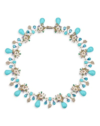 Anabela Chan 18k Yellow Gold Plated Sterling Silver Palms Collection Simulated Diamond & Gemstone Palm Paradise N In Blue/gold
