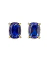 Anabela Chan 18k Yellow Gold Plated Sterling Silver Supernova Simulated Blue Sapphire & Diamond Cushion Wing Stud In Blue/gold