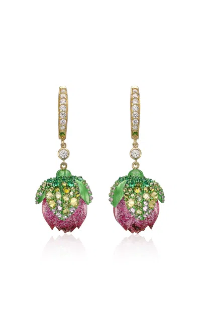 Anabela Chan 18k Yellow Gold Vermeil Beetroot Lotus Earrings In Brown