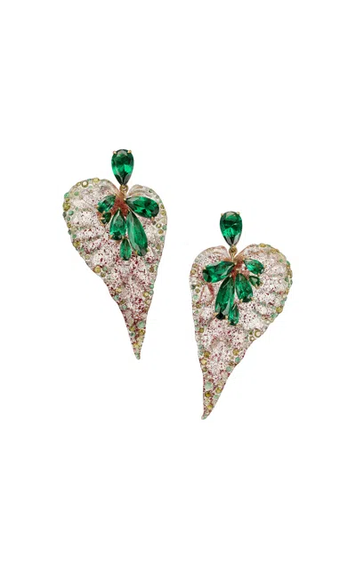 Anabela Chan 18k Yellow Gold Vermeil Emerald Beetroot Begonia Earrings In Multi