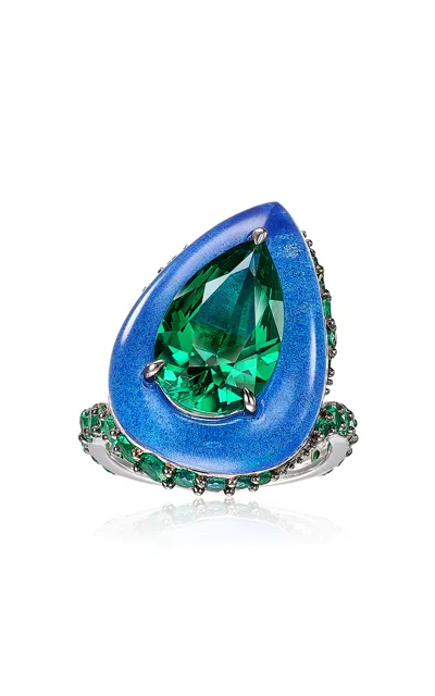 Anabela Chan 18k Yellow Gold Vermeil Emerald Spirulina Elixir Ring In Brown