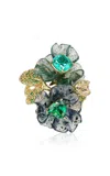 Anabela Chan 18k Yellow Gold Vermeil Flower And Spirulina Garden Ring In Multi