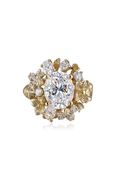Anabela Chan 18k Yellow Gold Vermeil Golden Posy Diamond Ring In White
