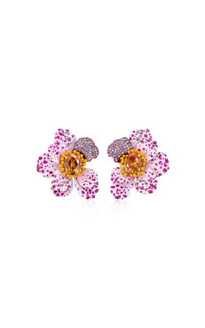 Anabela Chan 18k Yellow Gold Vermeil Orchid Poppy Earrings In Pink