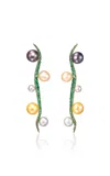 Anabela Chan 18k Yellow Gold Vermeil Pearl Blades Of Grass Earrings In Brown