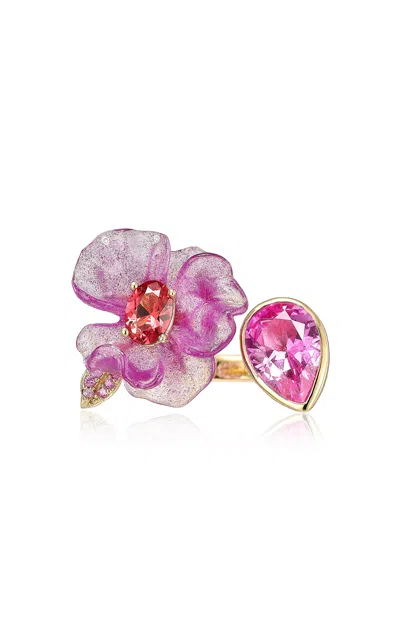Anabela Chan 18k Yellow Gold Vermeil Sapphire Potato Petunia Ring In Pink