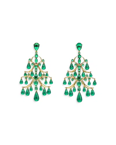 Anabela Chan 18k Yellow Gold Vermeil Supernova Simulated Stone Ivy Chandelier Drop Earrings In Green/gold
