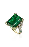 Anabela Chan 18k Yellow Gold Plated Sterling Silver English Garden Simulated Emerald & Simulated Diamond Cinderel In Green