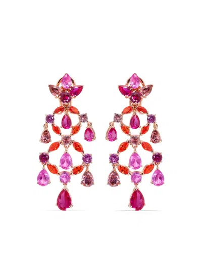 Anabela Chan 18k Rose Gold Vermeil Tutti Frutti Multi Simulated Stone Chandelier Drop Earrings In Pink/rose Gold