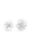 Anabela Chan Simulated Diamond & Enamel Snowflower Rose Stud Earrings In Silver