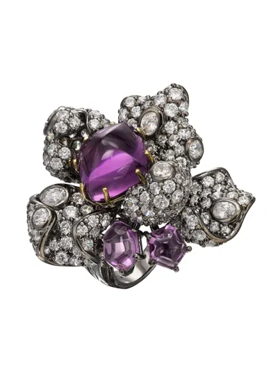 Anabela Chan 18kt Gold Vermeil Amethyst Blossom Gemstone Ring In Purple