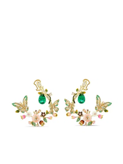 Anabela Chan 18kt Gold Vermeil Butterfly Garland Multi-stone And Diamond Clip-on Earrings