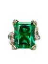 Anabela Chan 18k Yellow Gold Plated Sterling Silver English Garden Simulated Emerald & Simulated Diamond Cinderel In Green