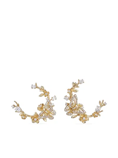 Anabela Chan 18kt Gold Vermeil Floral Diamond Earrings
