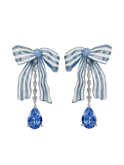 Anabela Chan 18kt Gold Vermeil Gingham Sapphire And Diamond Earrings In Blue