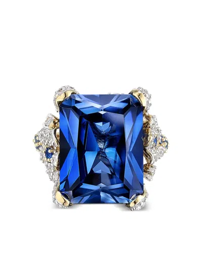 Anabela Chan 18kt Gold Vermeil Kashmir Cinderella Sapphire And Diamond Ring In Blue