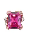 Anabela Chan 18k Rose Gold Plated Sterling Silver English Garden Simulated Pink Sapphire & Diamond Cinderella Rin In Pink