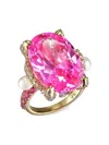 Anabela Chan 18kt Gold Vermeil Rose Mermaid Gemstone And Pearl Ring In Pink