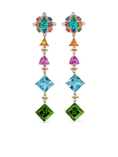Anabela Chan 18kt Gold Vermeil Tropical Paradise Multi-stone And Diamond Clip-on Earrings