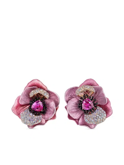 Anabela Chan 18kt Rose Gold Bloom Sapphire And Diamond Earrings In Pink